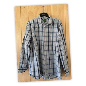 Timberland Blue and‎ White Plaid Button-Down Shirt, size: L